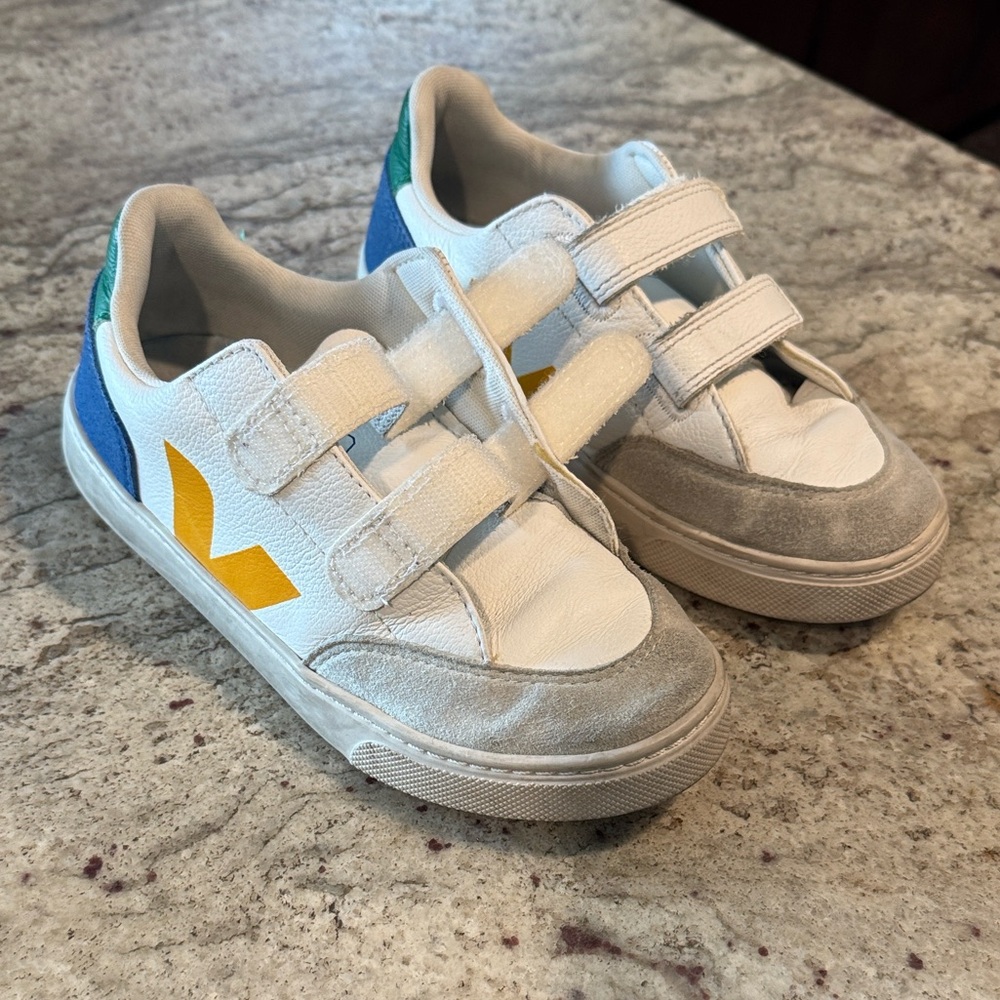 Veja Kids Sneakers with Velcro - White, Yellow, Blue, Green
